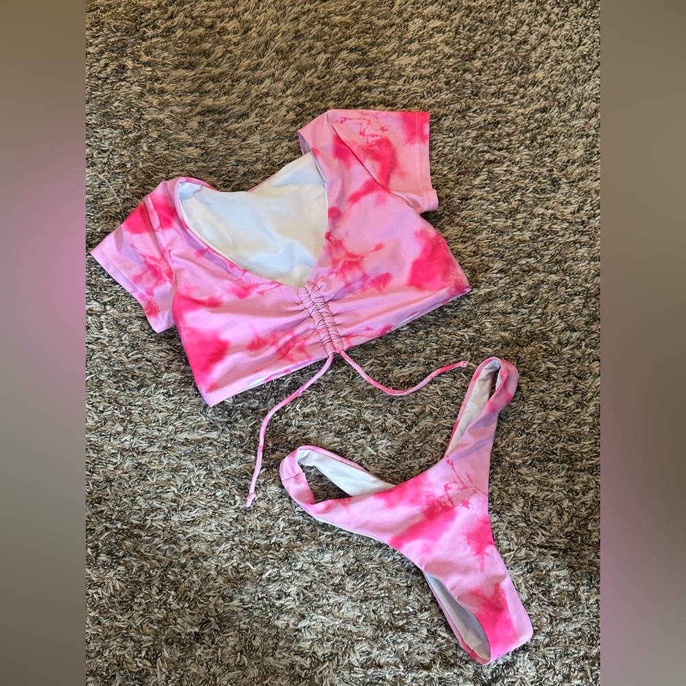 Pink Tie-Dye Bikini Set